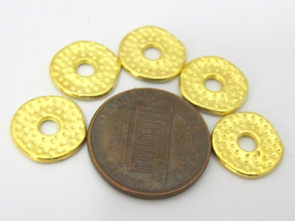 10 Beads - Gold tone plated donut disc beads 12 mm - BD881