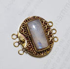 1 clasp - Beautiful oval shape ethnic Nepalese moonstone inlaid brass clasp pendant - PM369D