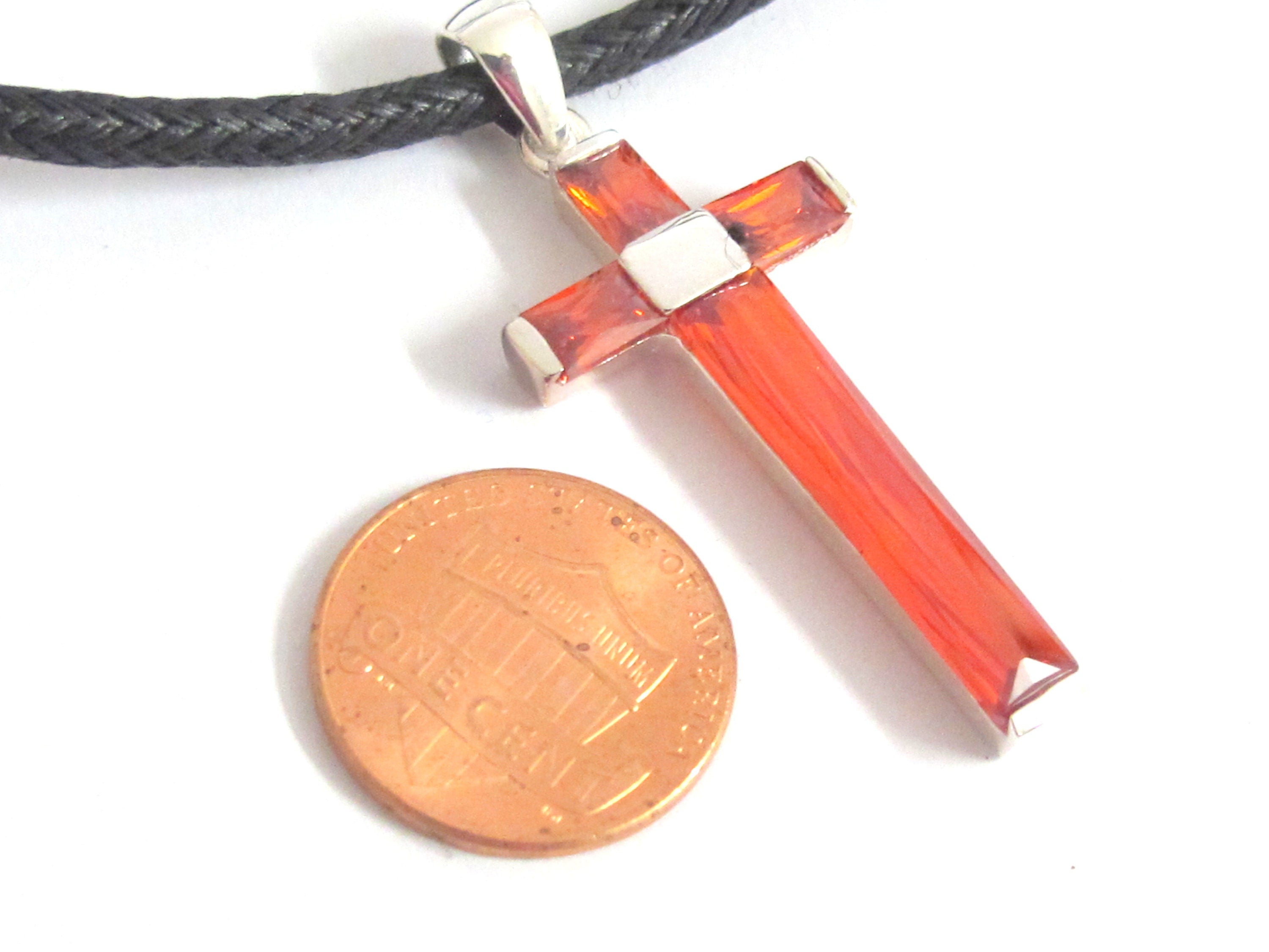 Tibetan sterling silver 92.5 faceted gemstone cross pendant from Nepal - PM446E
