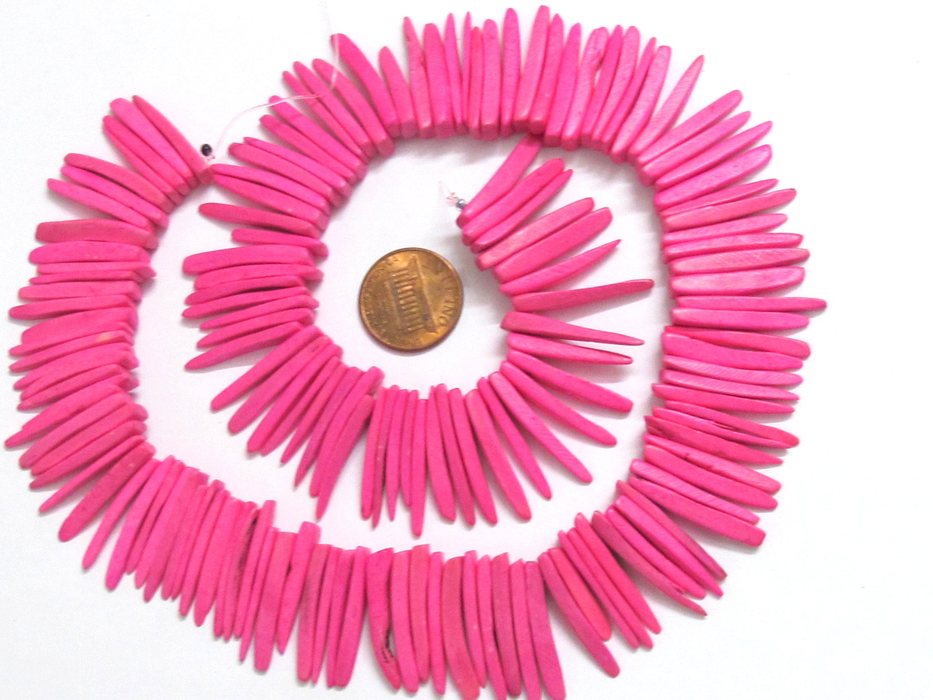 1 strand -Pink coconut sticks Full Strand 15 inches - 100 plus sticks - NB001s
