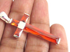Tibetan sterling silver 92.5 faceted gemstone cross pendant from Nepal - PM446E