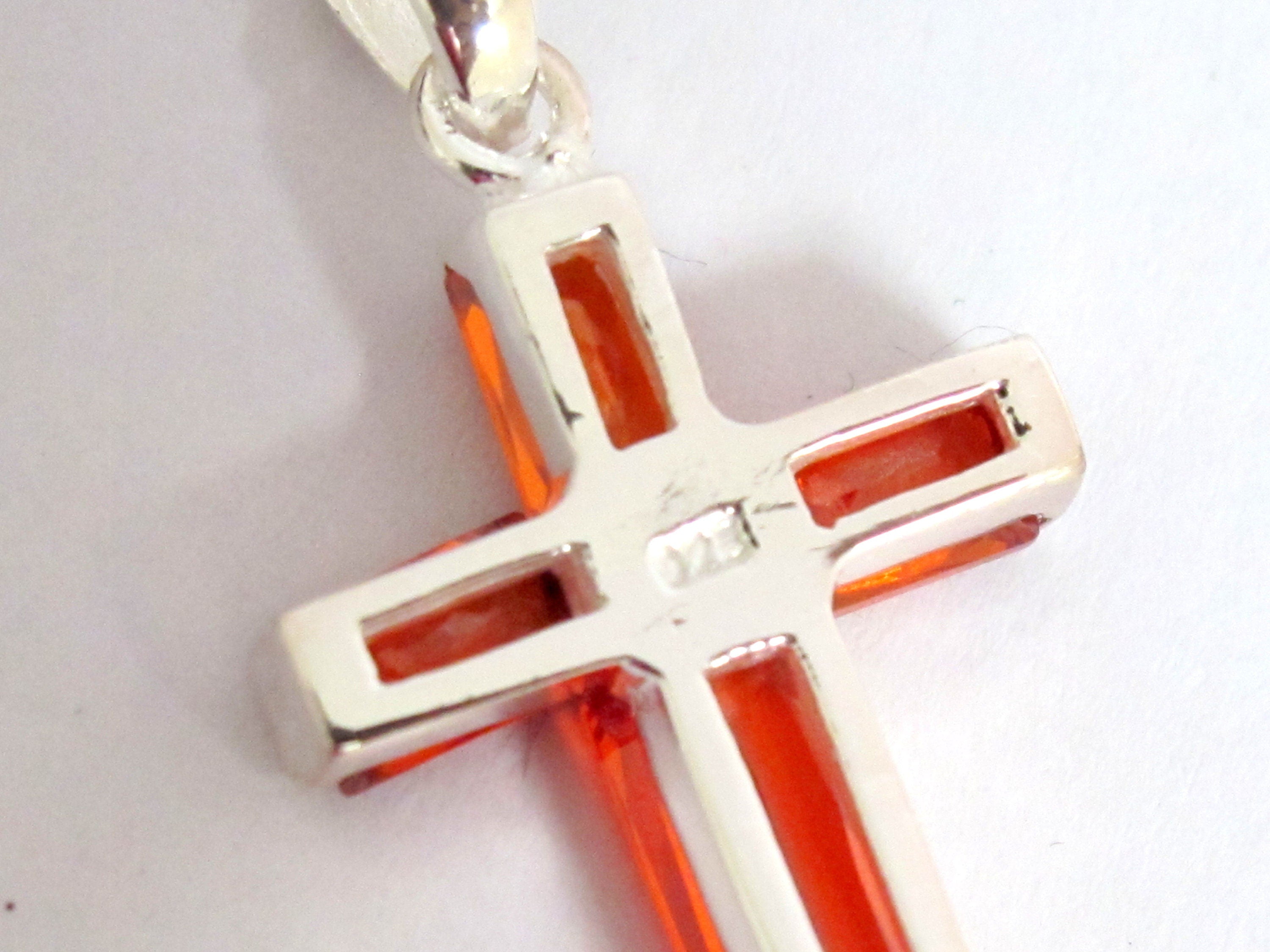 Tibetan sterling silver 92.5 faceted gemstone cross pendant from Nepal - PM446E