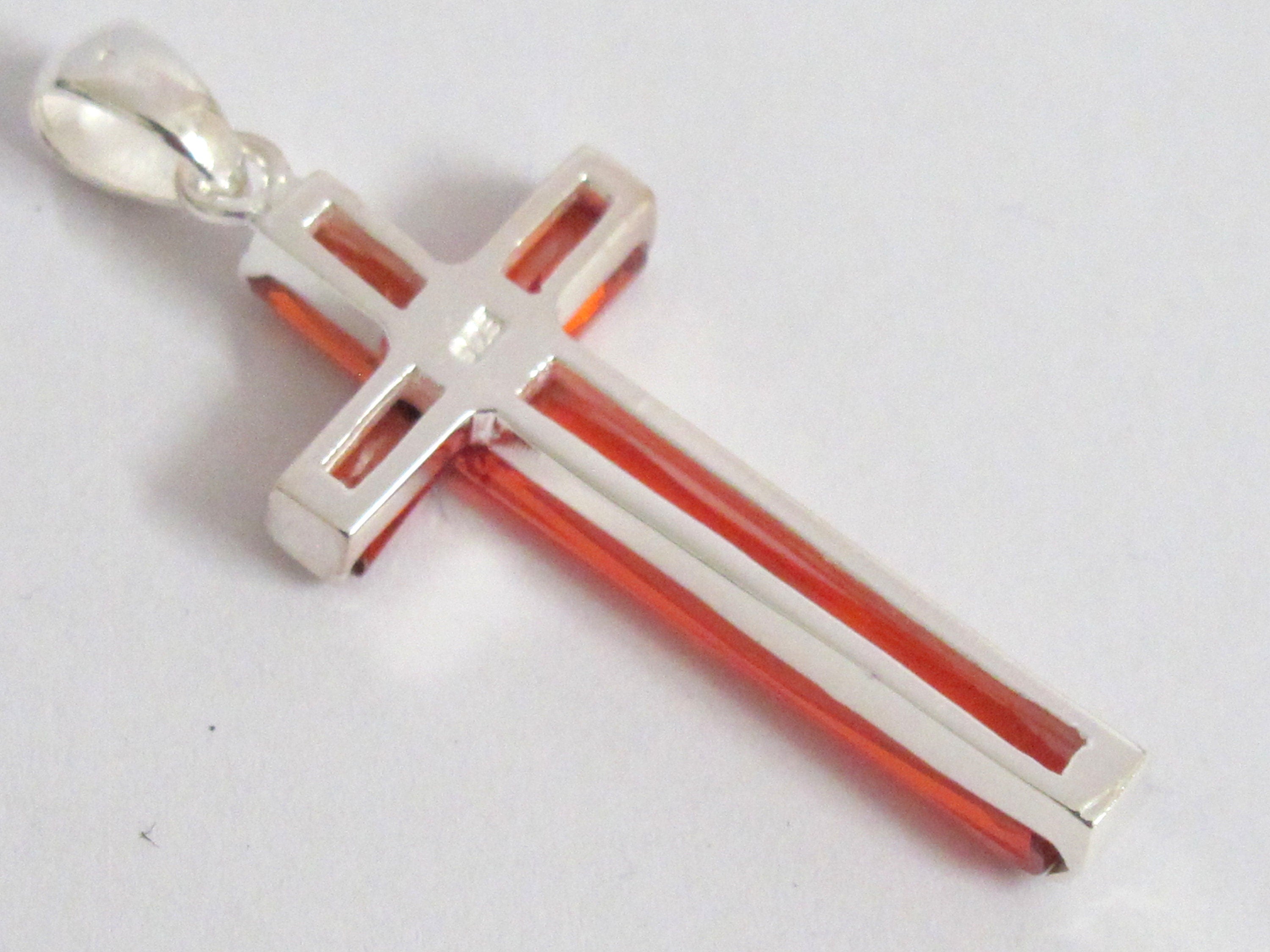 Tibetan sterling silver 92.5 faceted gemstone cross pendant from Nepal - PM446E