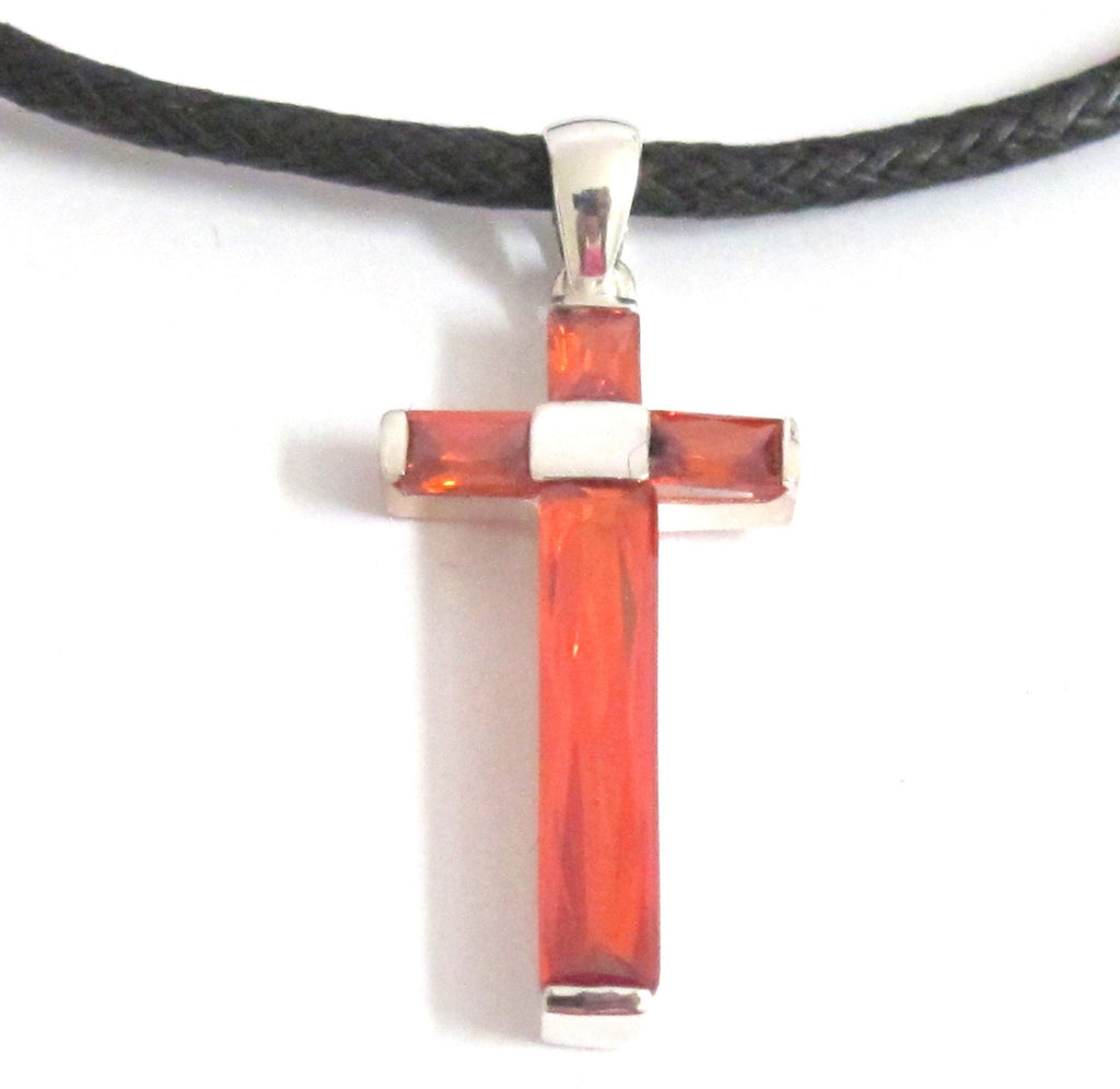 Tibetan sterling silver 92.5 faceted gemstone cross pendant from Nepal - PM446E