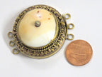 1 clasp - Large ethnic tribal Tibetan naga conch shell inlaid clasp pendant - PM369H