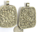 1 Pendant - Large Ethnic Tibetan carved recycled cattle bone frog design pendant with flower carving on reverse side - PB001D