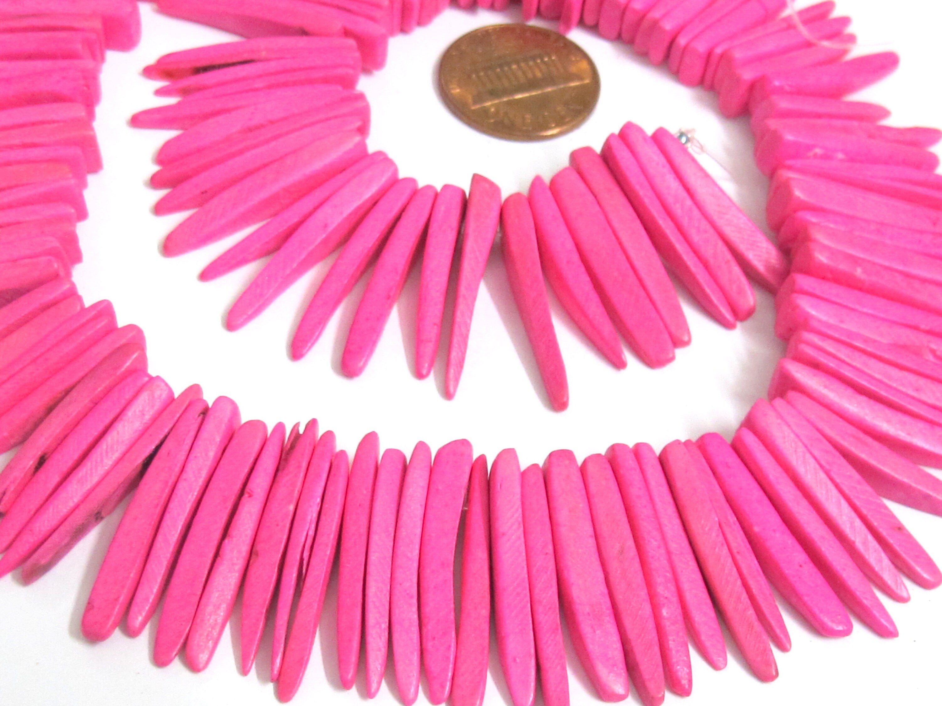 1 strand -Pink coconut sticks Full Strand 15 inches - 100 plus sticks - NB001s
