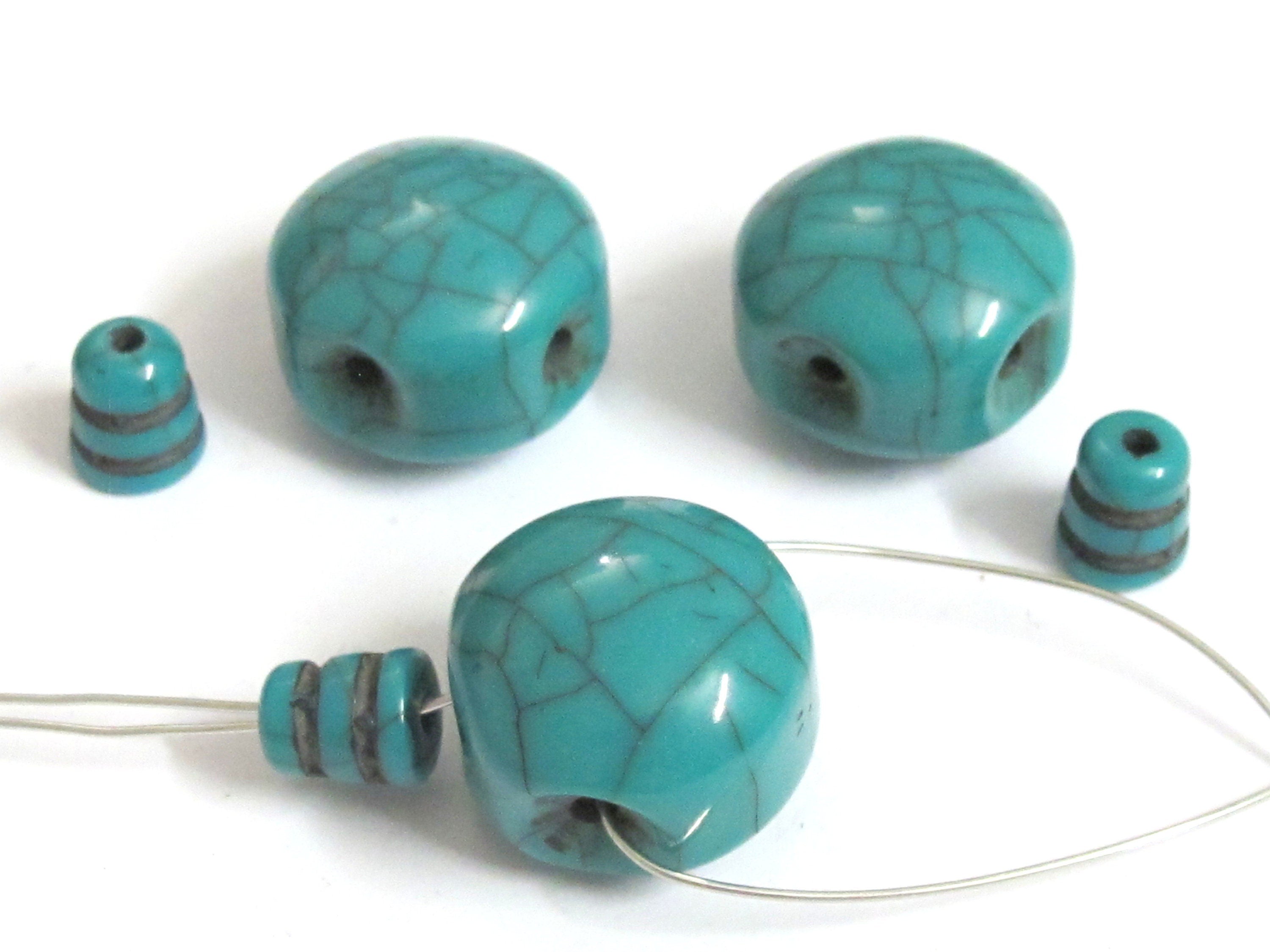 1 Guru Bead - Tibetan crackle resin Guru bead with column bead T drilled bead t hole mala making bead Nepal - GB075B