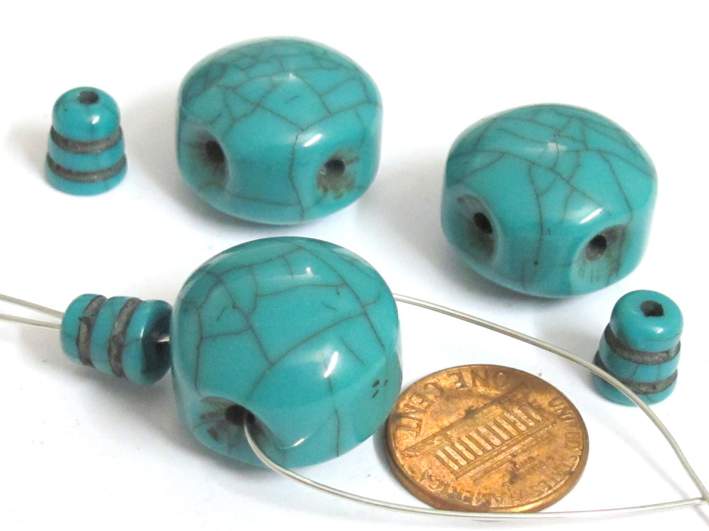 1 Guru Bead - Tibetan crackle resin Guru bead with column bead T drilled bead t hole mala making bead Nepal - GB075B