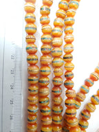 20 beads - 8 mm Tibetan honey yellow resin beads with brass turquoise inlay - Nepal beads - ML005K