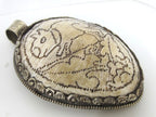 OOAK unique Ethnic Rustic large size naga conch shell hand carved tribal rabbit animal design pendant reverse side fish carving - PM406YA