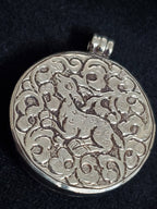 OOAK - Tibetan dragon and deer design ethnic naga conch shell Reversible pendant - PM199B