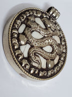 OOAK - Tibetan dragon and deer design ethnic naga conch shell Reversible pendant - PM199B