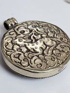 OOAK - Tibetan dragon and deer design ethnic naga conch shell Reversible pendant - PM199B