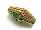 2 beads - Nepal beads ethnic nepalese Tibetan bicone shape focal Nepal Beads - BD074