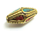 2 beads - Nepal beads ethnic nepalese Tibetan bicone shape focal Nepal Beads - BD074