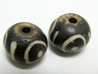 Old carved cattle bone beads eye circles design beads - 6 beads set - BD219