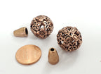 1 set - Tibetan copper tone 2 hole cut flower net design Guru bead 18 mm size with cone column bead - GB072