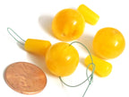 3 Guru Beads - 16 mm Tibetan yellow resin Guru bead with column bead T drilled bead t hole mala making bead Nepal - GB074