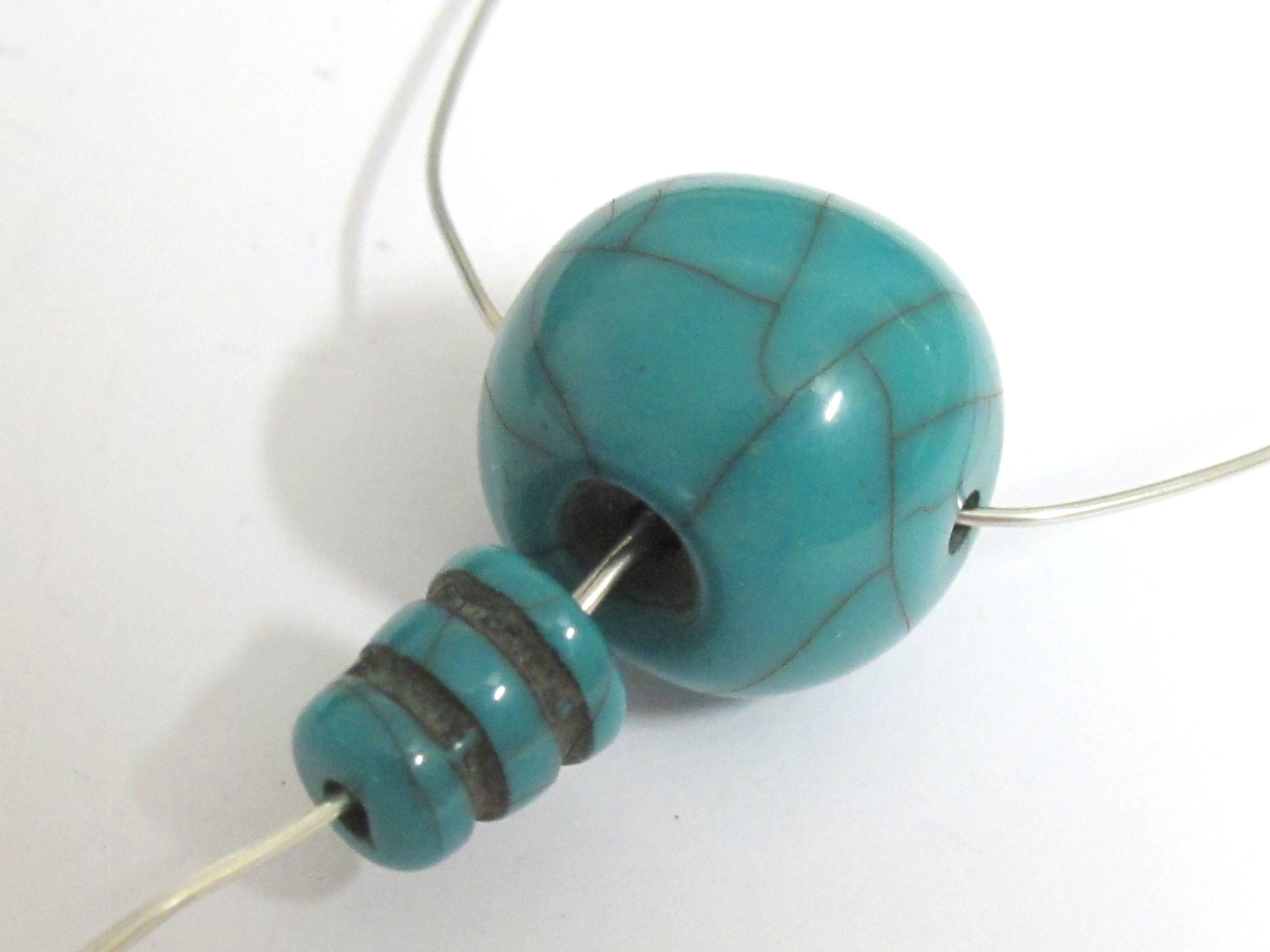 1 Guru Bead - 17-18 mm Tibetan crackle resin Guru bead with column bead T drilled bead t hole mala making bead Nepal - GB075A