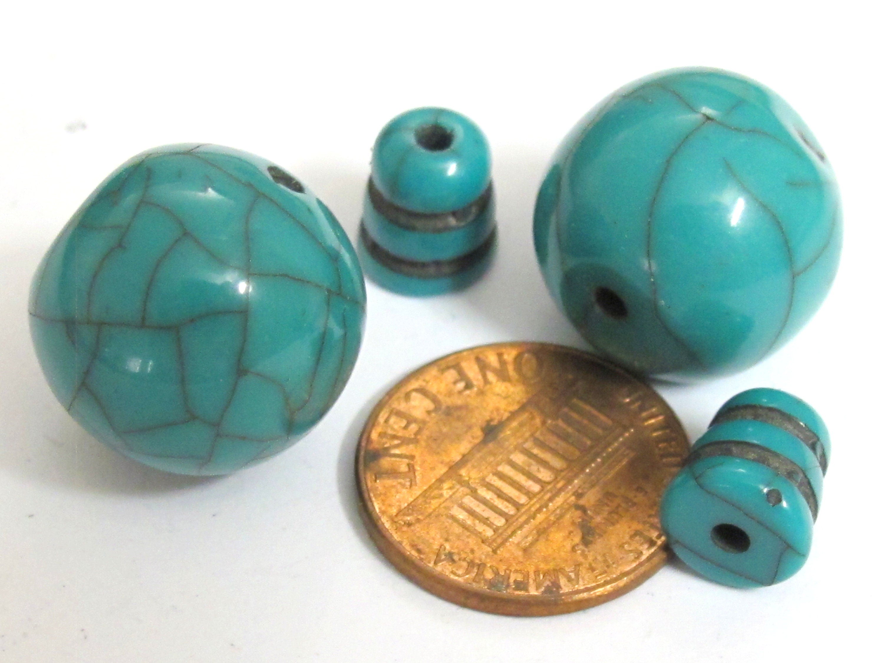 1 Guru Bead - 17-18 mm Tibetan crackle resin Guru bead with column bead T drilled bead t hole mala making bead Nepal - GB075A