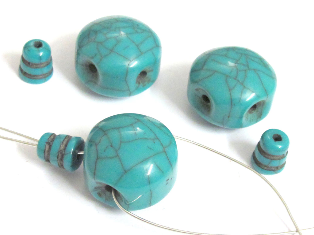 1 Guru Bead - Tibetan crackle resin Guru bead with column bead T drilled bead t hole mala making bead Nepal - GB075B