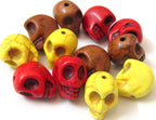 Howlite Red color skull beads - 4 beads - 2 pairs - 12 mm - BD174