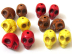 Howlite Red color skull beads - 4 beads - 2 pairs - 12 mm - BD174