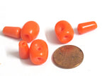 3 Guru Bead set - 3 hole tibetan orange resin Guru column Bead mala making t drilled bead connector 13- 14 mm x 12mm- GB010K