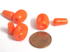 3 Guru Bead set - 3 hole tibetan orange resin Guru column Bead mala making t drilled bead connector 13- 14 mm x 12mm- GB010K