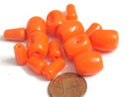 3 Guru Bead set - 3 hole tibetan orange resin Guru column Bead mala making t drilled bead connector 13- 14 mm x 12mm- GB010K