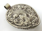 OOAK unique Ethnic Rustic large size naga conch shell hand carved tribal rabbit animal design pendant reverse side fish carving - PM406YA