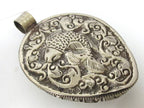 OOAK unique Ethnic Rustic large size naga conch shell hand carved tribal rabbit animal design pendant reverse side fish carving - PM406YA