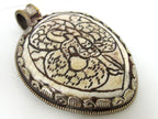 OOAK unique Tibetan dragon carved conch shell pendant Large heavy bold jewelry pendant with reverse side elephant design Nepal - PM406YD