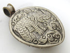 OOAK unique Tibetan dragon carved conch shell pendant Large heavy bold jewelry pendant with reverse side elephant design Nepal - PM406YD