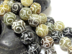 Ethnic carved Tibetan Jade gemstone beads - 4 beads - 11 mm size - GM003