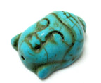 2 Beads - Turquoise howlite carved Buddha face focal pendant bead - BD127