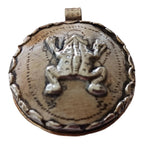 OOAK Ethnic tribal Tibetan naga conch shell Frog pendant tribal figure carved reverse side floral design -Nepal PM409MF