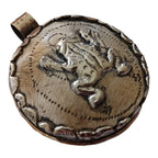 OOAK Ethnic tribal Tibetan naga conch shell Frog pendant tribal figure carved reverse side floral design -Nepal PM409MF
