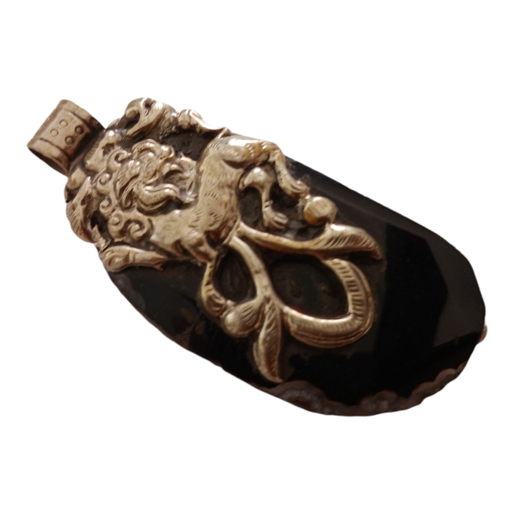 Unique OOAK Beautiful large freeform Tibetan dragon design agate gemstone pendant with deer reversible design - PM206F