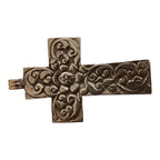 Tibetan pendant - 1 pendant - Large size Tibetan floral design cross pendant from Nepal with pearl inlay - PM210C
