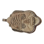 1 Pendant - Tribal carved face recycled cattle bone pendant with floral carving reverse side Nepal - PB006C