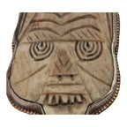 1 Pendant - Tribal carved face recycled cattle bone pendant with floral carving reverse side Nepal - PB006C