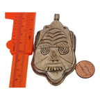 1 Pendant - Tribal carved face recycled cattle bone pendant with floral carving reverse side Nepal - PB006C