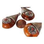 1 Pendant - Reversible Tibetan silver copal resin pendant with beautiful bail design - PM260K