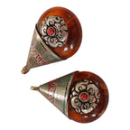 1 Pendant - Reversible Tibetan silver copal resin pendant with beautiful bail design - PM260K