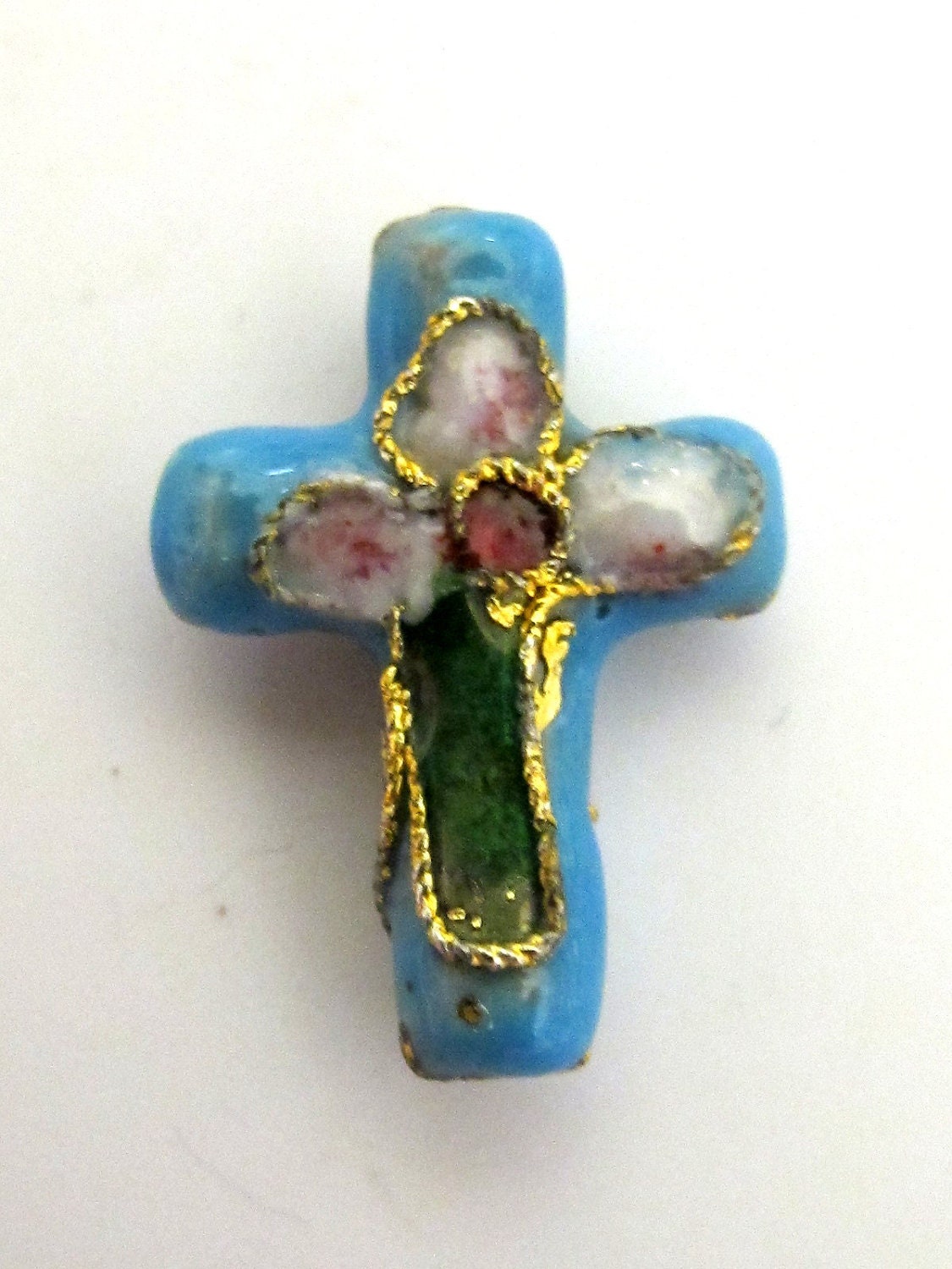 2 pieces - Blue cloissone cross beads - BD175C