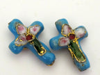 2 pieces - Blue cloissone cross beads - BD175C