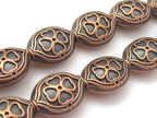 4 beads - Clover design copper tone metal beads BD187