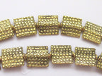 6 beads - Golden tone brass oblong square shape animal print design beads - BD188